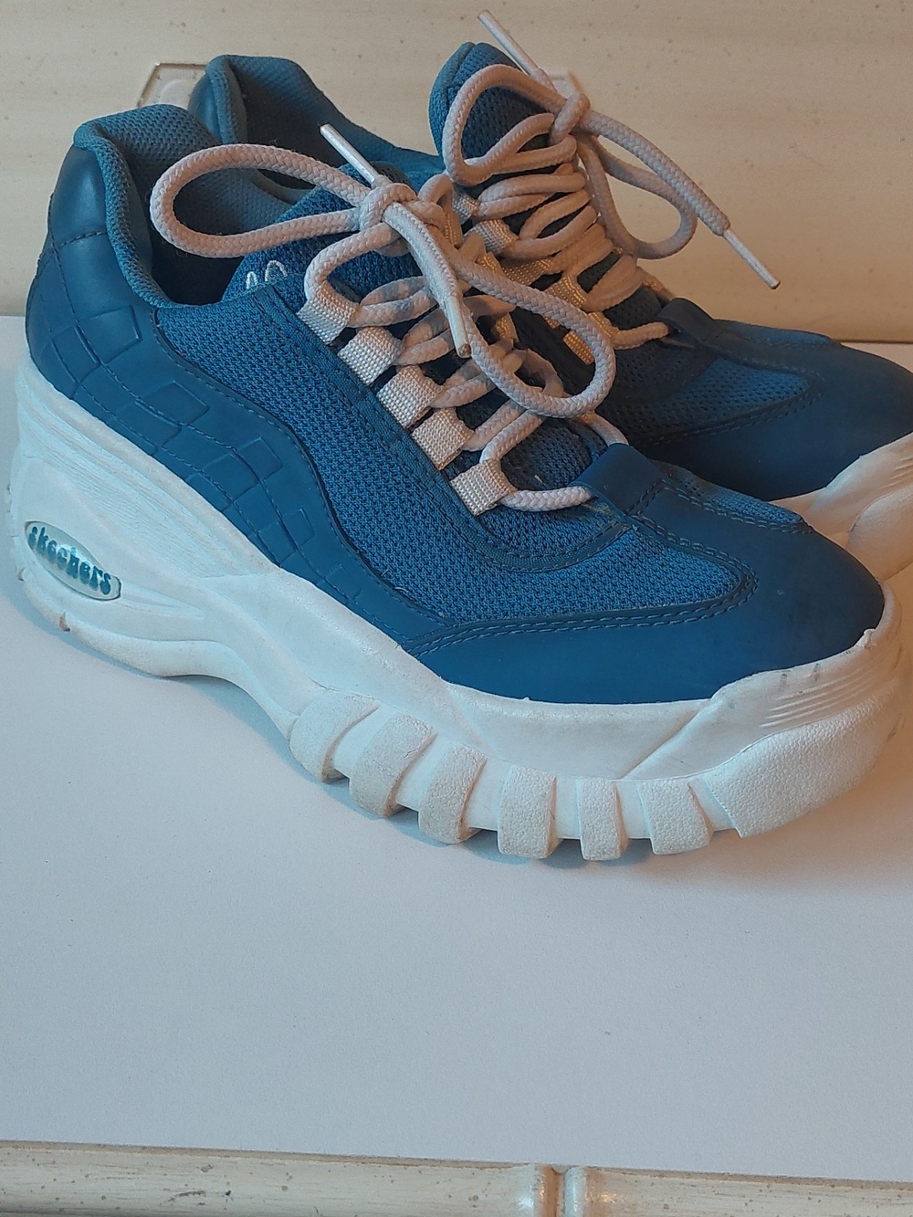 VTG Skechers Chunky Platform Sneaker Blaster Jammers 90s Y2K blue RARE 9